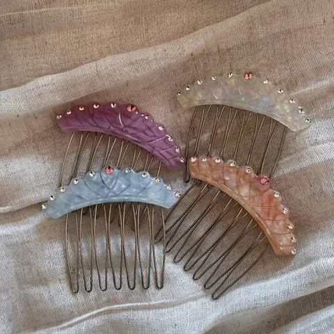 Peigne à Cheveux en Acétate Vintage Festonné Avec Strass Elégant Peigne Latéral Rétro Épingle à Cheveux Pince de Coiffure pour Femmes