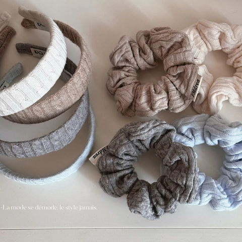 Vintage Cable Knit Headband Wide Brim High Top Ribbed Texture Hairband Knitted Scrunchie For Women Fashion Hair Accessories