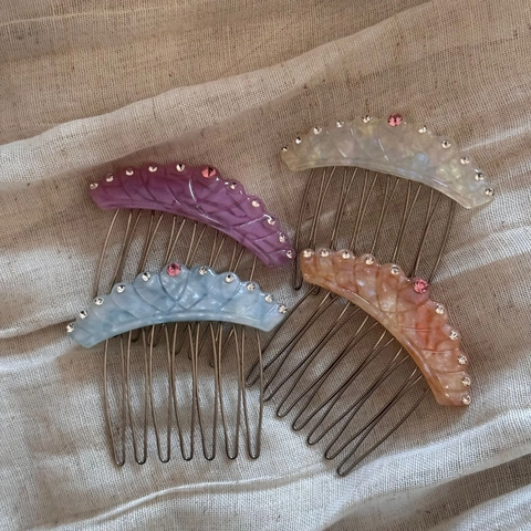 Peigne à Cheveux en Acétate Vintage Festonné Avec Strass Elégant Peigne Latéral Rétro Épingle à Cheveux Pince de Coiffure pour Femmes