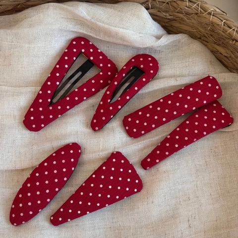 Pinces À Cheveux Vintage En Tissu À Pois Rouges Pour Femmes Filles Style Coréen Doux Barrettes Géométriques BB Accessoire