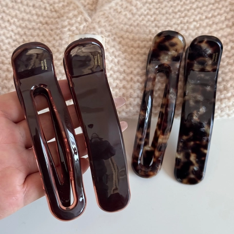 Französische Vintage Acetat Schildpatt Haarspangen Elegante Harz Entenschnabel Clips Hohle Geometrische Haarnadel Damen Accessoires