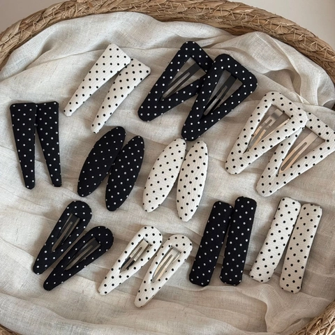 Fermaglio per Capelli Rivestito in Tessuto a Pois Vintage per Donna Stile Coreano Geometrico Triangolo Ovale Rettangolo Fatto a Mano Accessori