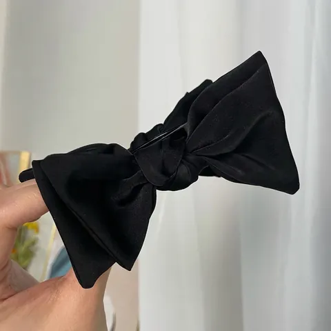 Elegante Pinza per Capelli Nera in Raso con Grande Fiocco per Donna Fermaglio per Capelli con Nastro Fatto a Mano Gioielli per Capelli Moda