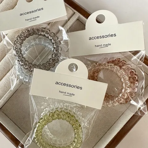 Orecchini Elastici a Spirale Cavo Telefonico Alta Elasticità Plastica Resina Senza Piega Elastici Per Capelli Donna