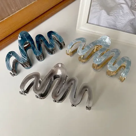 Elegante Acetaat Golf Haarklem Hoge Kwaliteit Metalen Haarklem Marmeren Patroon Mode Haaraccessoires Voor Dames Haarklem