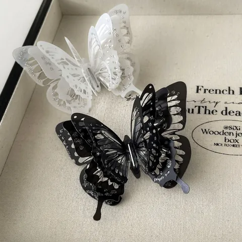 Korean Style 3D Stereoscopic Butterfly Hair Clip For Women Sweet Hollow Layered Glitter Duckbill Clip Hair Accessories