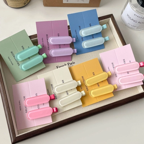 Gelee-Bonbon-Farben Ovales Haarspangen-Set Basis Ohne Knick Haarnadel Für Damen Tägliches Make-up Pony-Clip Harz Kopfschmuck