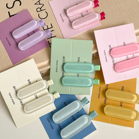 Gelee-Bonbon-Farben Ovales Haarspangen-Set Basis Ohne Knick Haarnadel Für Damen Tägliches Make-up Pony-Clip Harz Kopfschmuck