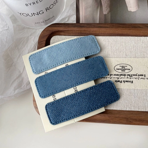 Koreanischer Stil Denim Rechteck BB Haarspange Für Damen Süß Coole Vintage Denim Stoff Seite Pony Clip Mode Haarschmuck