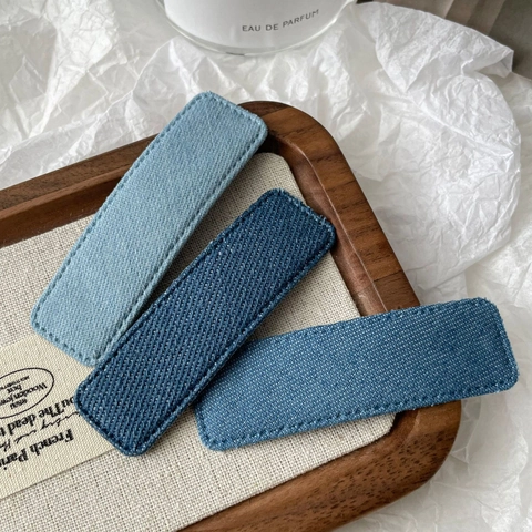 Koreanischer Stil Denim Rechteck BB Haarspange Für Damen Süß Coole Vintage Denim Stoff Seite Pony Clip Mode Haarschmuck