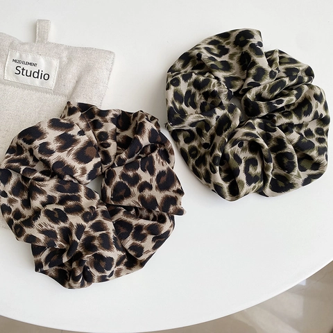 Elastici per Capelli in Raso Vintage Con Stampa Leopardata da Donna Grandi Elastici per Capelli Eleganti Accessori per Capelli