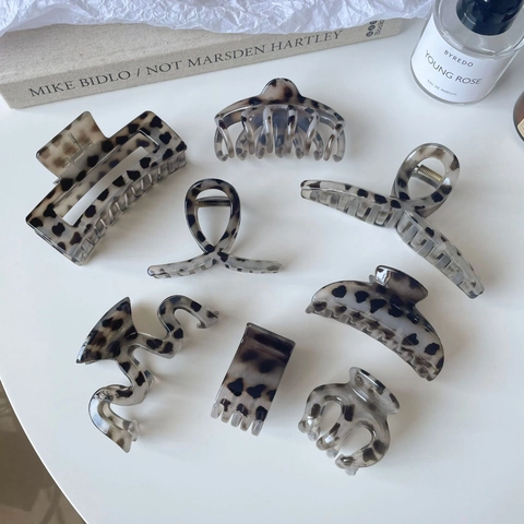 Fermaglio per Capelli in Stile Coreano con Stampa Leopardata Minimalista in Acetato Elegante Fermaglio Geometrico in Resina Tartarugato Donna