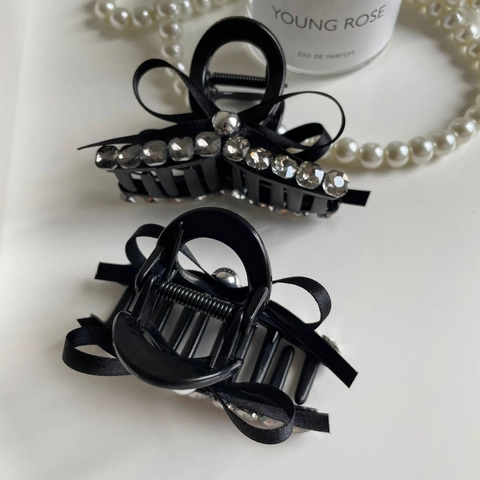 Elegante Pinza per Capelli Con Fiocco e Strass Accessori per Capelli in Nastro di Raso per Donna Stile Vintage Hepburn