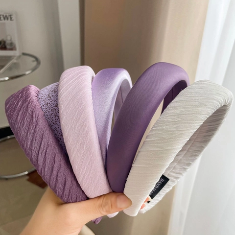 Elegante Cerchietto Imbottito in Raso per Donna Viola Romantico Fascia per Capelli in Spugna Spessa Accessori per Capelli Vintage