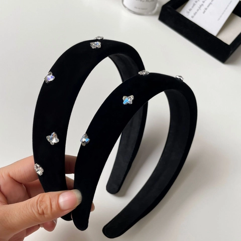 Cerchietto in Velluto Nero Con Farfalla Di Strass Per Donna Elegante Cerchietto Per Capelli Vintage Accessori Capelli