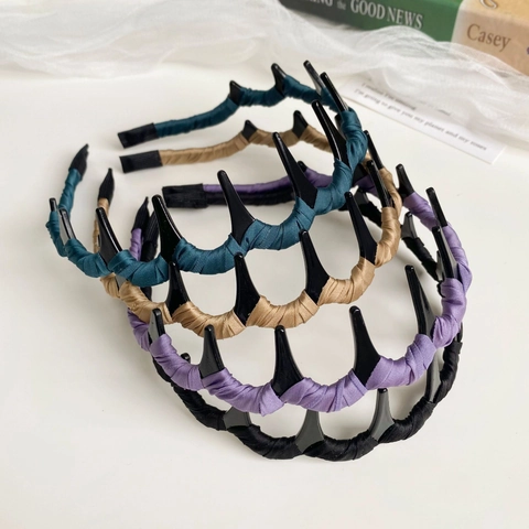 Damen Wellig Zickzack Zähne Haarreif Stoff Umwickelt Rutschfest Haarband Styling Tool Korean Fashion Haarschmuck