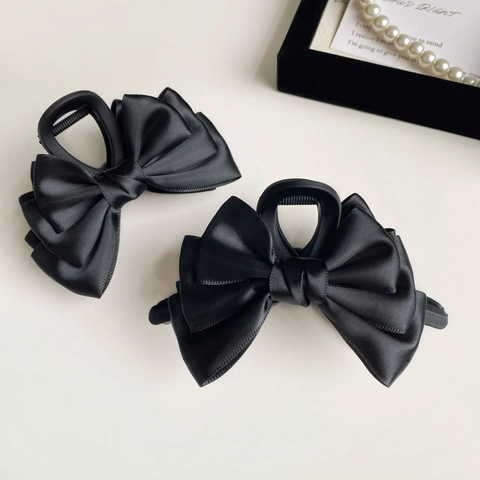 Elegante Pinza per Capelli con Fiocco in Raso per Donna Molletta in Tessuto Multistrato Accessori per Capelli Stile Coreano Vintage