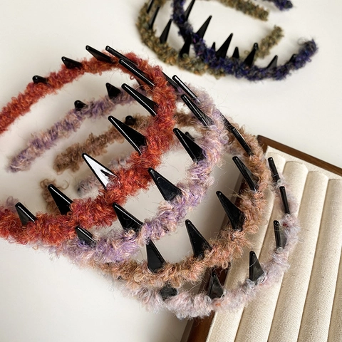 Cerchietto per Capelli in Filato di Lana Avvolto con Spilli Fatto a Mano per Donna Stile Coreano Dolce Retro Accessori Capelli