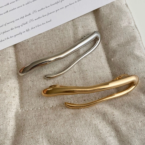 Fermaglio per Capelli in Lega di Metallo Minimalista Stile Metallo Liquido Onda Irregolare Oro Argento Accessori per Capelli Donna