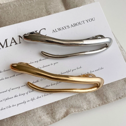 Fermaglio per Capelli in Lega di Metallo Minimalista Stile Metallo Liquido Onda Irregolare Oro Argento Accessori per Capelli Donna