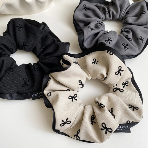 Elastico per Capelli Vintage in Tessuto con Fiocco Elegante Motivo a Fiocchi per Donna Supporto per Coda di Cavallo Accessori per Capelli