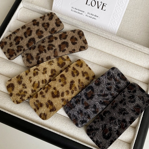 Vintage Leopardenmuster Samt Haarklammer Retro Plüsch BB Clip Mode Wald Stil Haarnadel Für Damen Täglich Zubehör