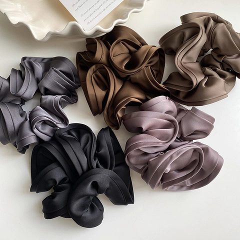Französische Vintage Satin Haargummis Elegante Übergroße Elastische Haarbänder Für Damen Ästhetische Haaraccessoires