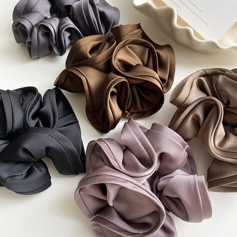 Französische Vintage Satin Haargummis Elegante Übergroße Elastische Haarbänder Für Damen Ästhetische Haaraccessoires