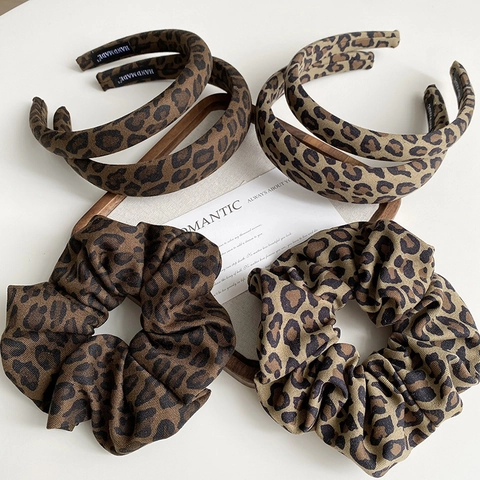 Vintage Leopardenmuster Stoff Haarschmuck Für Damen Handgemachte Stoff Haargummi Und Haarreif Set Stilvolle Tägliche Haarbänder