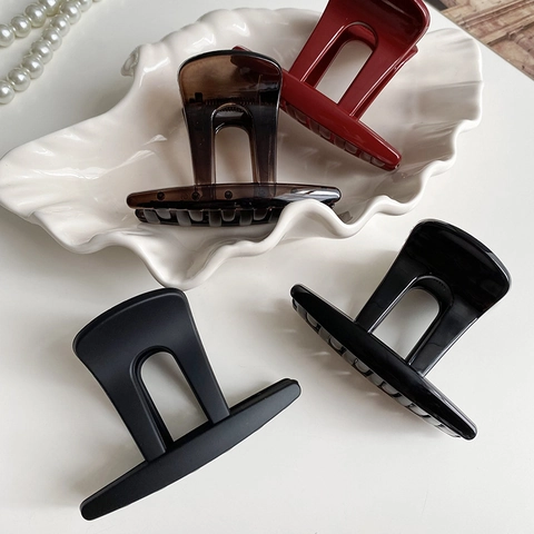 Minimalistische Große Harz Haarkralle Haarklammer Ankara Rot Matt Schwarz Haarnadel Französischer Stil Haarschmuck Für Damen Alltag