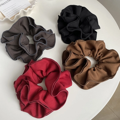 Coleteros Grandes con Volantes para Mujer Elegante Diseño de Cuatro Capas de Tela Elásticos para el Cabello Diademas Minimalistas
