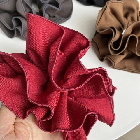 Coleteros Grandes con Volantes para Mujer Elegante Diseño de Cuatro Capas de Tela Elásticos para el Cabello Diademas Minimalistas