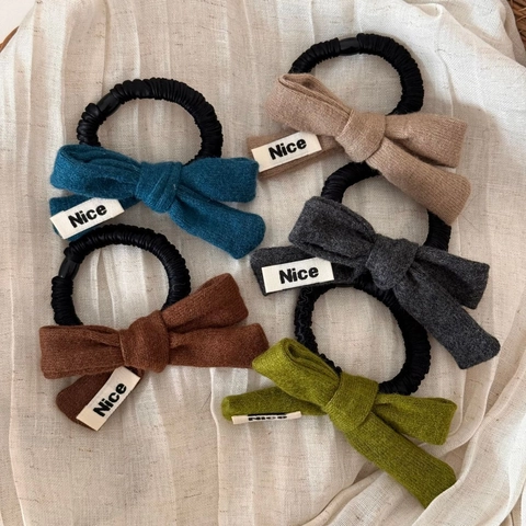 Japanischer Stil Strick Schleife Haargummi Mit Nice Buchstaben Patch Elastische Haarseil Süße Schleifenknoten Ponytail Halter Damen