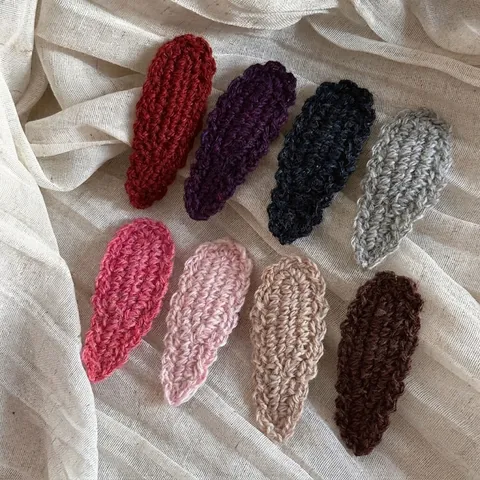 Scalloped Edge Wool Knit Solid Color Teardrop BB Hair Clip Simple Sweet Handmade Side Clip Autumn Winter Hairpin For Women