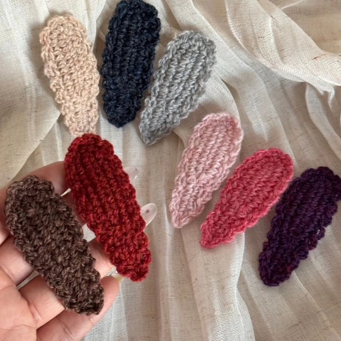Scalloped Edge Wool Knit Solid Color Teardrop BB Hair Clip Simple Sweet Handmade Side Clip Autumn Winter Hairpin For Women