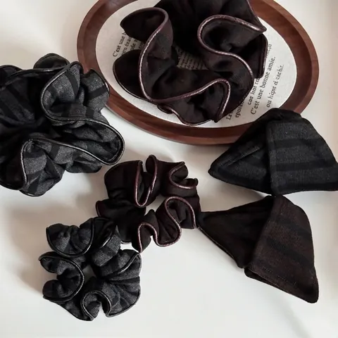Scrunchies in Tessuto a Righe Vintage Francese per Donna Grandi Elastici per Capelli Fasce per Capelli Eleganti Accessori per Capelli Regalo