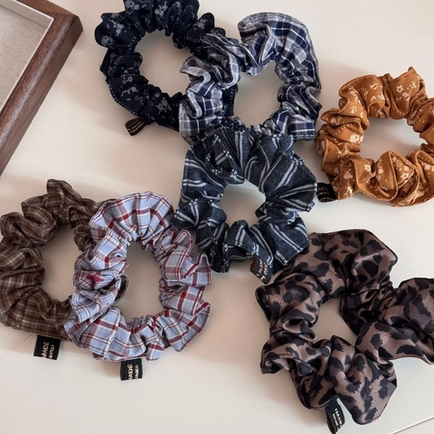 Elastici per Capelli in Tessuto Vintage Stile Coreano Floreale Plaid Leopardo Elegante Fatto a Mano Donna Accessori per Capelli