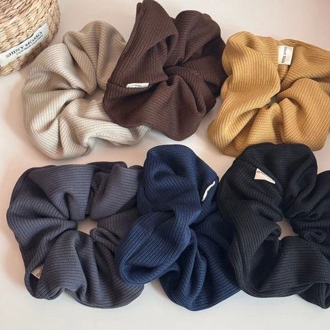 Coleteros de Punto Grandes para Mujer Tela Acanalada Alta Elasticidad Cintas para el Pelo Color Sólido Estilo Relajado Etiqueta Hecha a Mano Accesorios para el Pelo