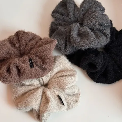 Handgemachte Plüsch Übergröße Scrunchies Für Damen Herbst Winter Dicke Stoff Haarring Weiche Hohe Elastizität Haarschmuck