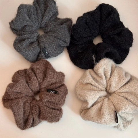 Handgemachte Plüsch Übergröße Scrunchies Für Damen Herbst Winter Dicke Stoff Haarring Weiche Hohe Elastizität Haarschmuck