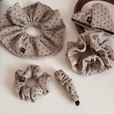 Collezione di Fermagli per Capelli in Maglia a Pois Albicocca Lattescente Stile Coreano Pinza per Capelli Grande Dolce Vintage per Donna Accessorio Quotidiano