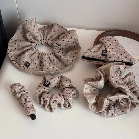 Collezione di Fermagli per Capelli in Maglia a Pois Albicocca Lattescente Stile Coreano Pinza per Capelli Grande Dolce Vintage per Donna Accessorio Quotidiano