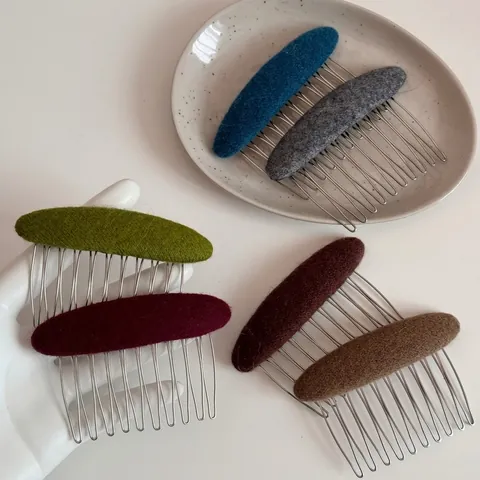 Französischer Stil Oval Stoff Haarkamm Legierung Seite Haargabel Einfach Dutt Maker Mode Haarschmuck Für Damen Tägliches Styling