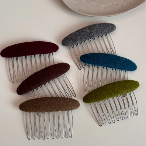 Französischer Stil Oval Stoff Haarkamm Legierung Seite Haargabel Einfach Dutt Maker Mode Haarschmuck Für Damen Tägliches Styling