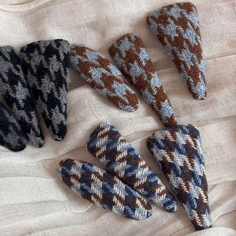 British Vintage Houndstooth Fabric Wrapped Hair Clip Geometric Triangle Oval Side Clip Elegant Retro Autumn Winter Hair Accessories Women