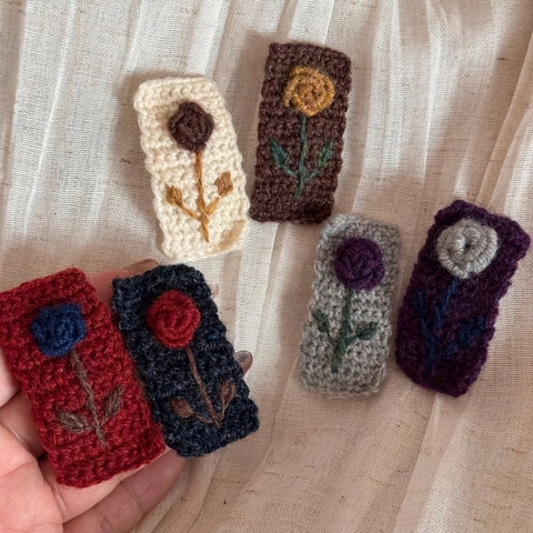 Handgefertigte Strick Rose Blume Rechteck BB Haarspangen Häkelgarn Süße Haarnadeln Für Mädchen Kinder Haarschmuck