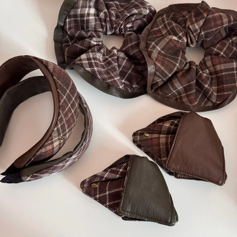 Pinza de Pelo de Cuero Patchwork a Cuadros Vintage Estilo Coreano Clip de Triángulo para Mujer Accesorios de Pelo Elegantes