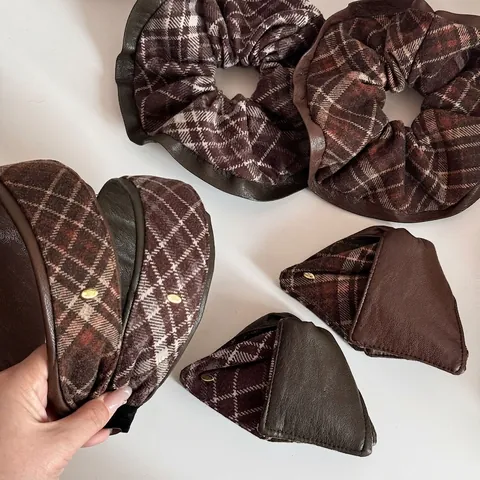 Pinza de Pelo de Cuero Patchwork a Cuadros Vintage Estilo Coreano Clip de Triángulo para Mujer Accesorios de Pelo Elegantes