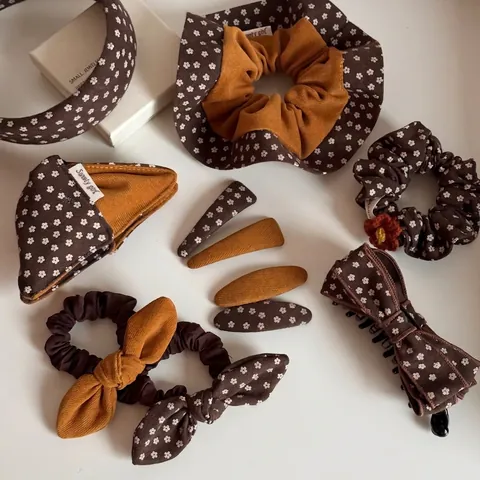 Fermaglio per Capelli Vintage a Fiori e Pois Elegante Fiocco Elastici per Capelli Mollette in Tessuto Stile Coreano Donna Gioielli