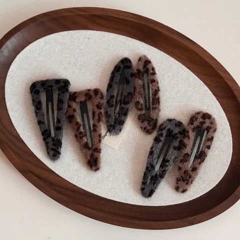 Vintage Leopardenmuster Kunstpelz Haarspangen Maillard Stil Plüsch BB Clips Für Damen Mädchen Täglich Haarschmuck